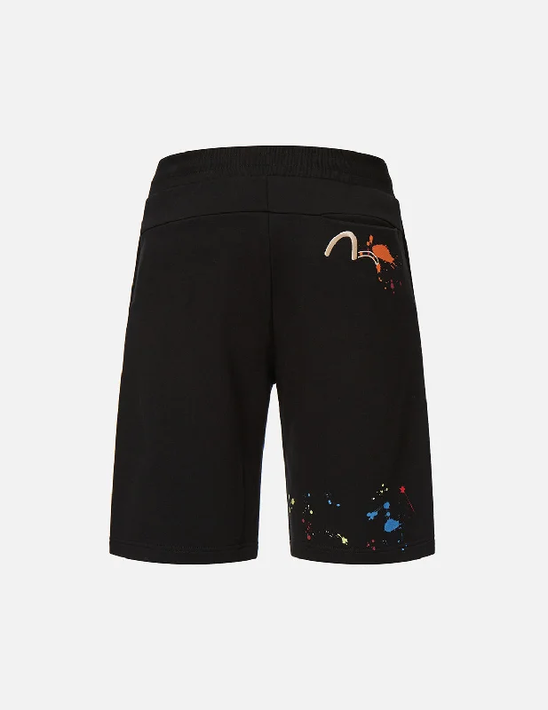 Seagull Embroidery Paint-splattered Sweat Shorts