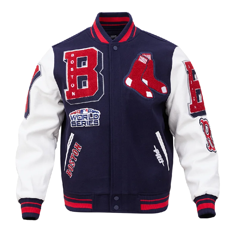 MLB BOSTON RED SOX MASHUP MEN'S RIB WOOL VARSITY JACKET (MIDNIGHT NAVY/RED/MIDNIGHT NAVY)