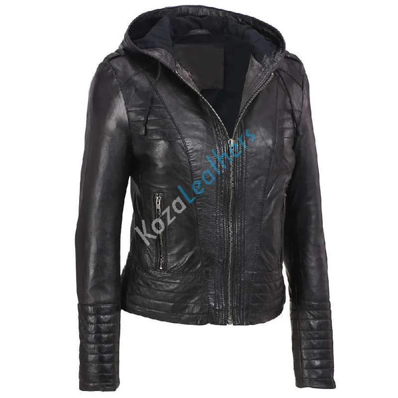 Koza Leathers Women's Real Lambskin Leather Bomber Jacket KW134