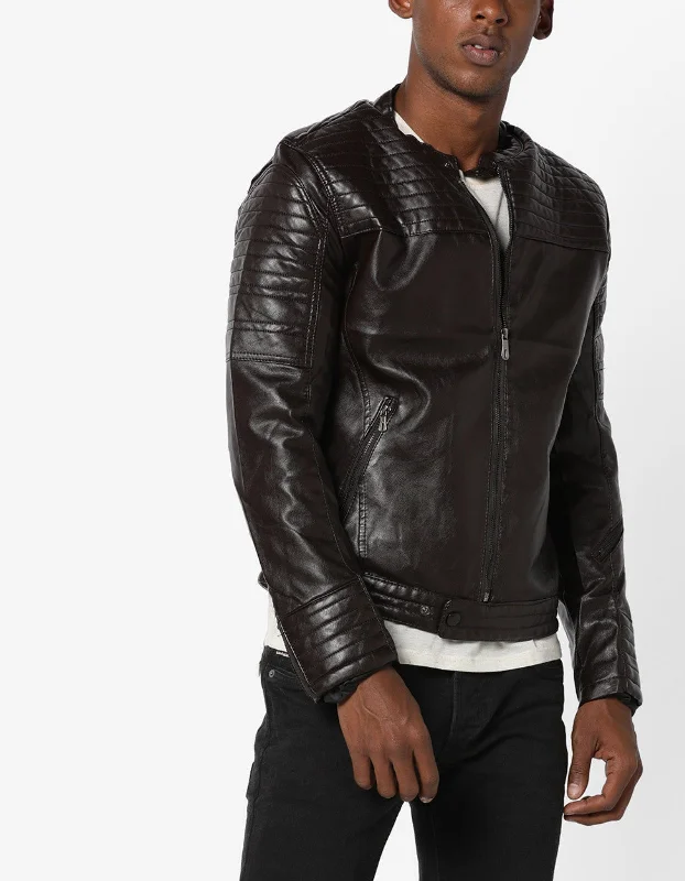 Men Real Lambskin Motorcycle Leather Biker Jacket KM677