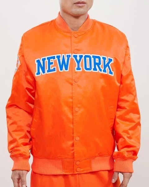 NBA NEW YORK KNICKS WORDMARK MEN'S SATIN JACKET (ORANGE)