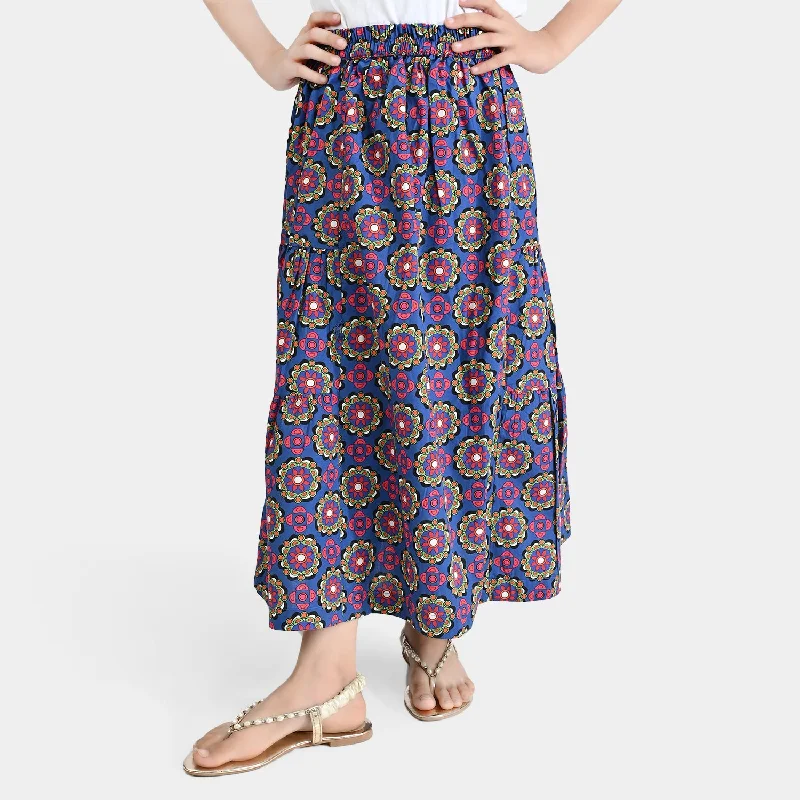 Girls Cotton Poplin Long Skirt Lantana-Multi