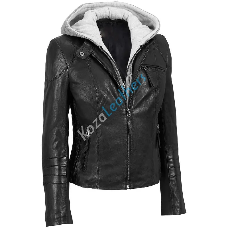 Koza Leathers Women's Real Lambskin Leather Bomber Jacket KW125