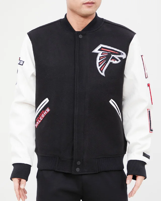 NFL ATLANTA FALCONS CLASSIC WOOL MEN'S VARSITY JACKET (BLACK/WHITE)