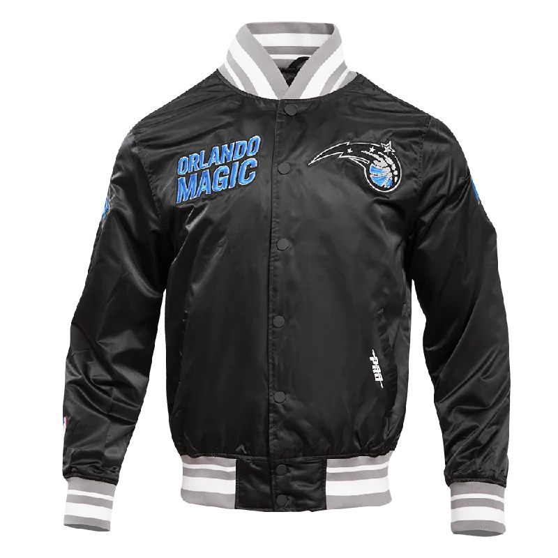 NBA ORLANDO MAGIC RETRO CLASSIC MEN'S RIB SATIN JACKET (BLACK/GRAY)