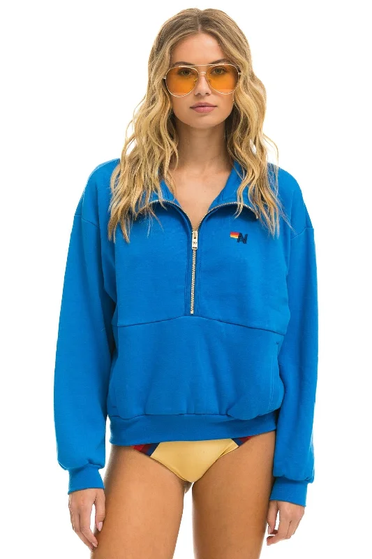 LOGO EMBROIDERY HALF ZIP SWEATSHIRT - OCEAN