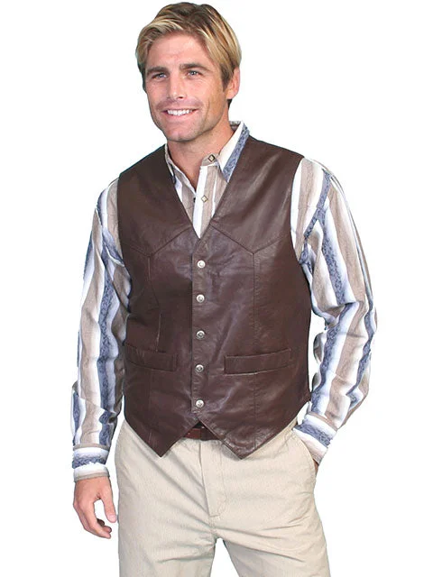 Scully Men's Soft Touch Brown Leather Snap Front Vest