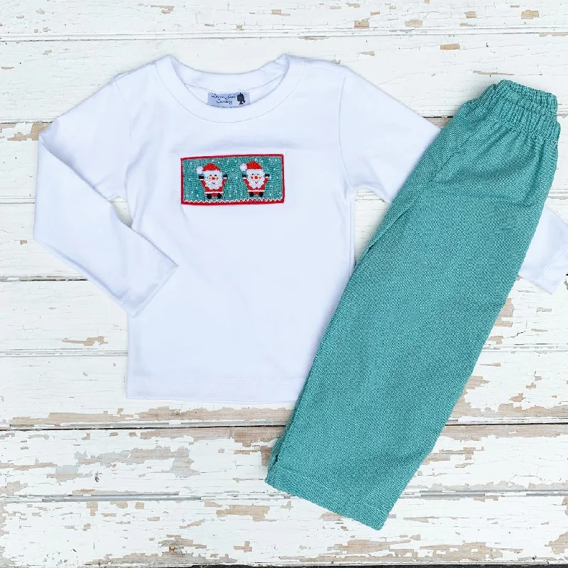 Smocked Snowy Santa Pant Set