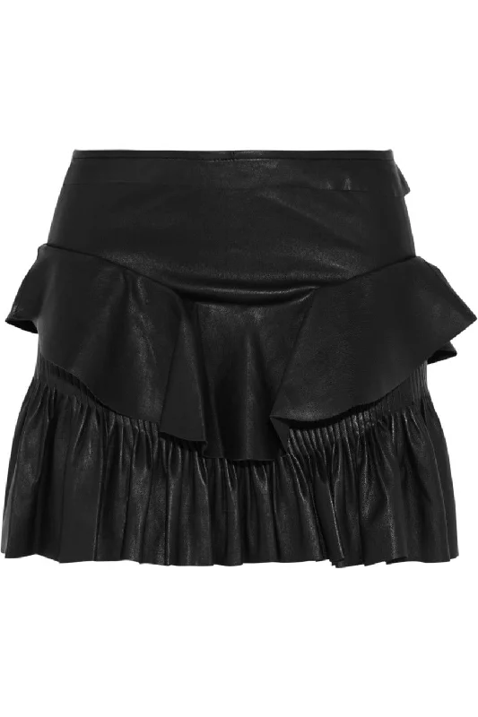 Women Real Lambskin Leather Mini Skirt WS027