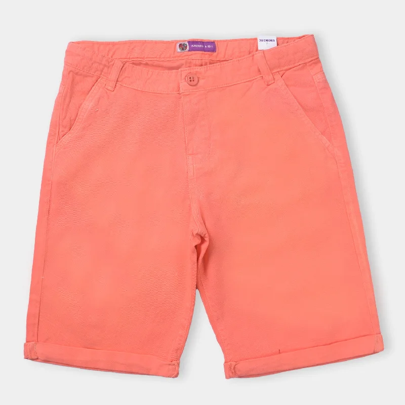 Boys Cotton Twill Short Basic-Coral