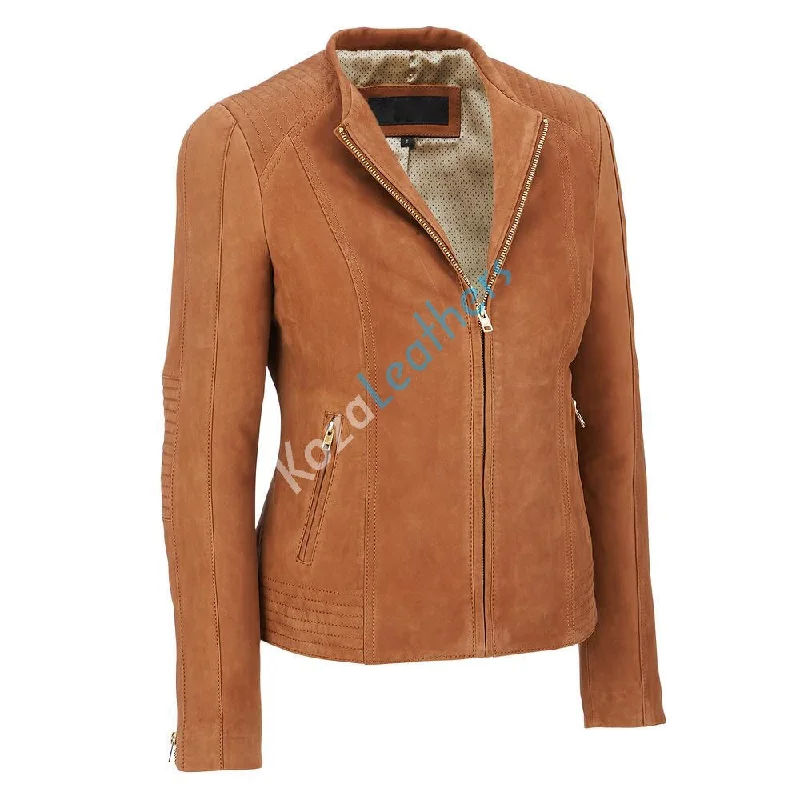 Koza Leathers Women's Real Lambskin Leather Bomber Jacket KW144