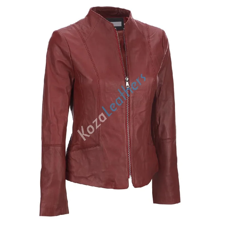 Koza Leathers Women's Real Lambskin Leather Bomber Jacket KW113