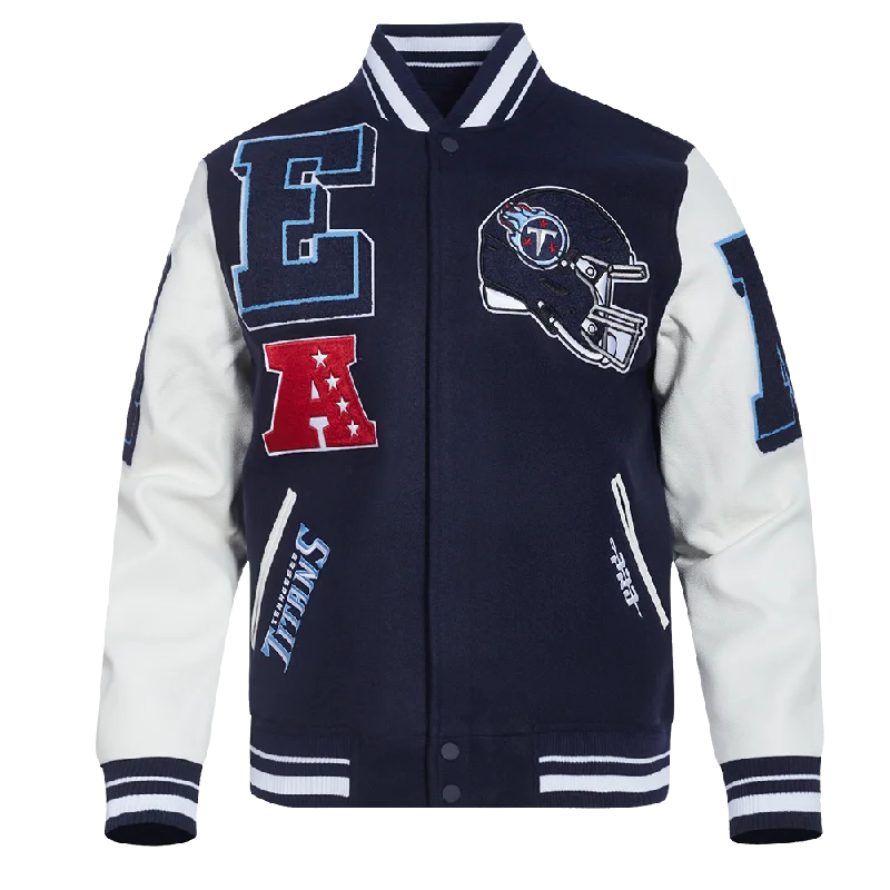 NFL TENNESSEE TITANS MASHUP MEN'S RIB WOOL VARSITY JACKET (MIDNIGHT NAVY/WHITE)