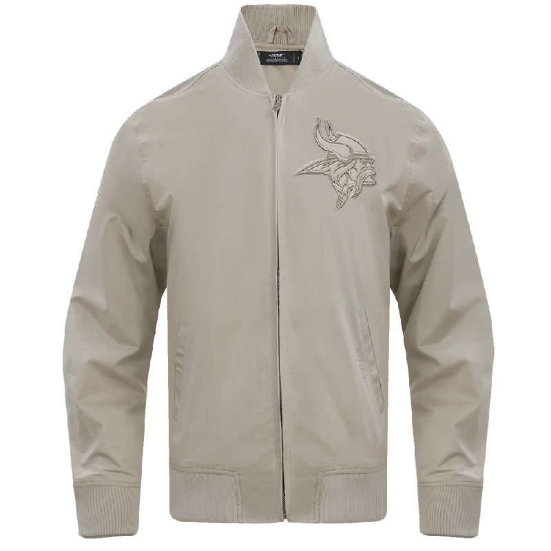 NFL MINNESOTA VIKINGS NEUTRAL MEN'S TWILL JACKET (TAUPE)