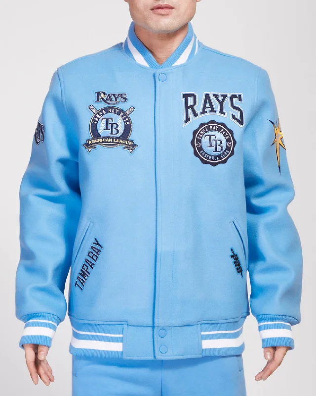 MLB TAMPA BAY RAYS CREST EMBLEM MEN'S WOOL VARSITY JACKET (UNIVERSITY BLUE)