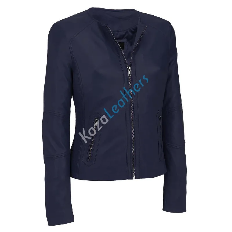 Koza Leathers Women's Real Lambskin Leather Bomber Jacket KW122