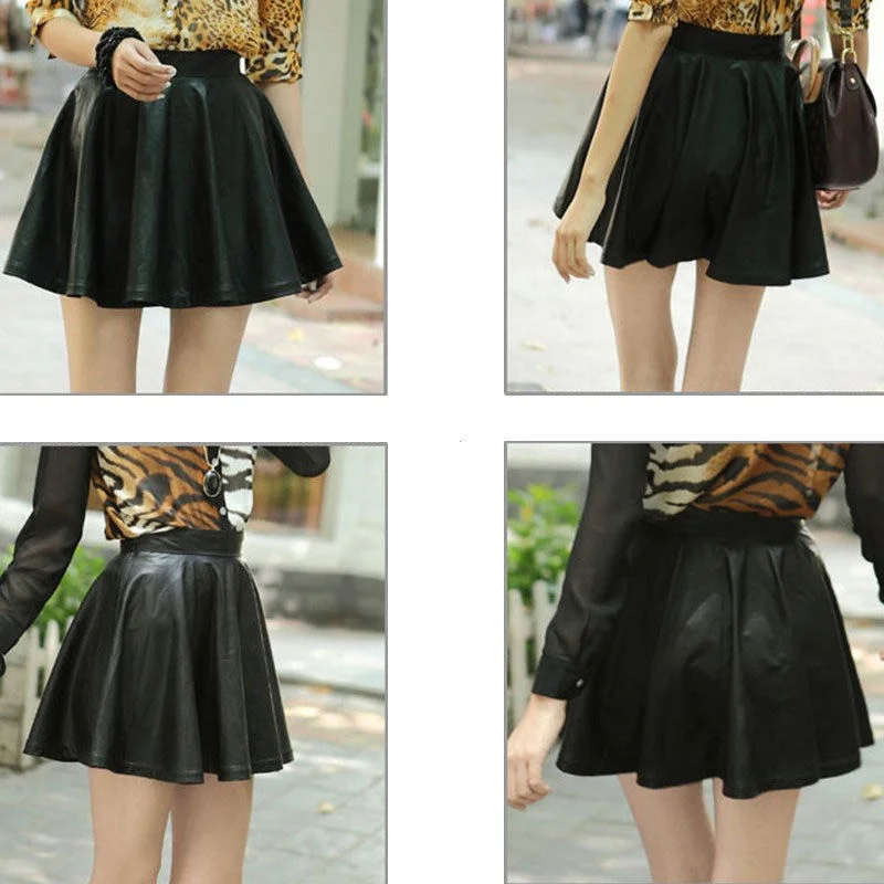 Women Real Lambskin Leather Mini Skirt WS032