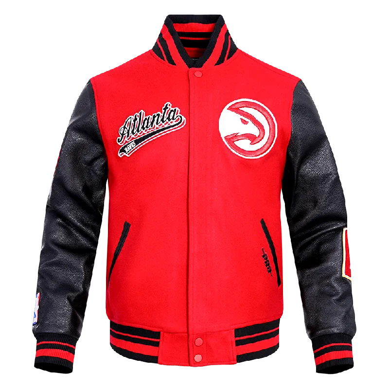 NBA ATLANTA HAWKS SCRIPT TAIL MEN'S RIB WOOL VARSITY (RED/BLACK)