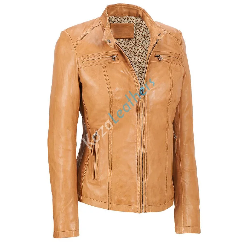 Koza Leathers Women's Real Lambskin Leather Bomber Jacket KW109