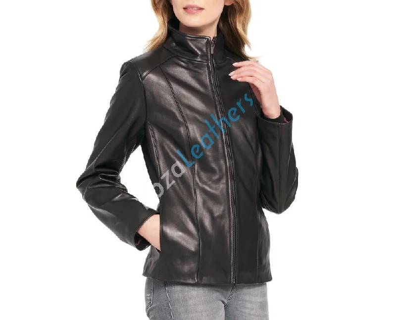 Koza Leathers Women's Real Lambskin Leather Bomber Jacket KW098