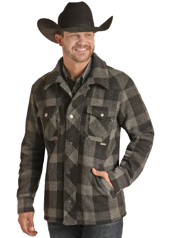 Powder River Men's Plaid Commander Wool Jacket