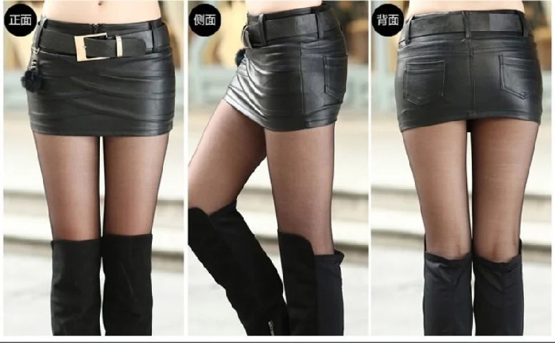 Women Real Lambskin Leather Mini Skirt WS040