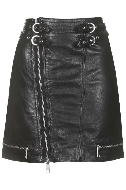 Women Real Lambskin Leather Mini Skirt WS028