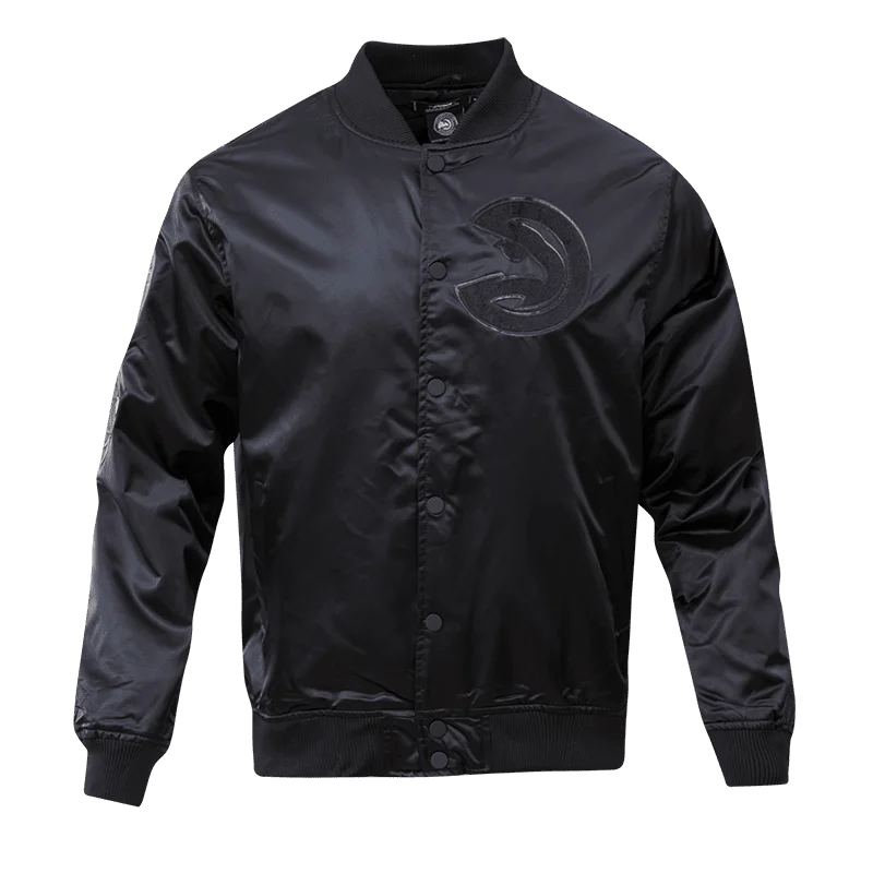 NBA ATLANTA HAWKS TRIPLE BLACK MEN'S SATIN JACKET (TRIPLE BLACK)