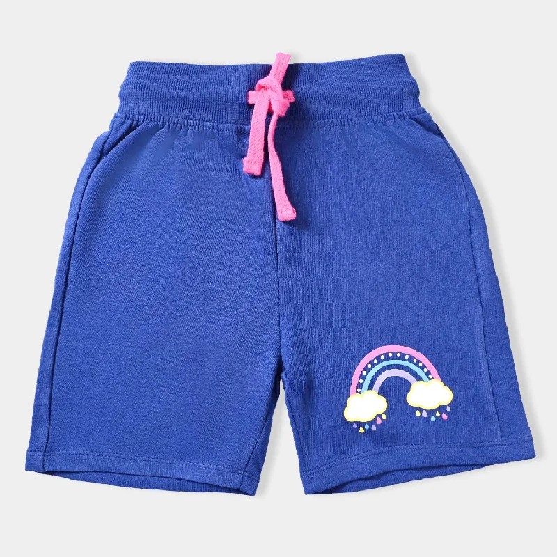 Girls Cotton Terry Short Rainbow-N.Peony