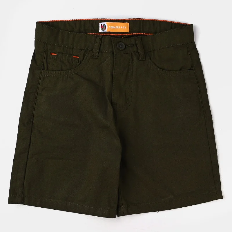 Boys Cotton Short Basic-Olive Green