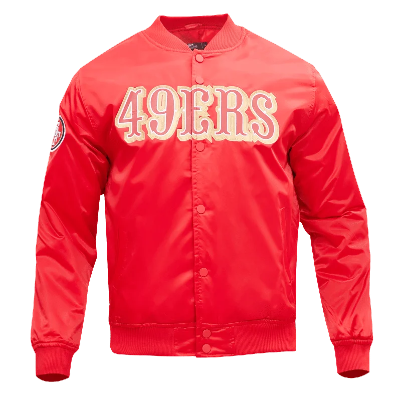 NFL SAN FRANCISCO 49ERS WORDMARK MEN'S SATIN JACKET (RED)