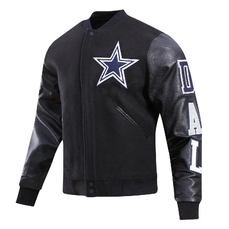 NFL DALLAS COWBOYS CLASSIC WOOL MEN'S VARSITY JACKET (BLACK)