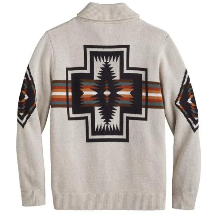 Pendleton Men's Harding Sand Cotton Shawl Sweater