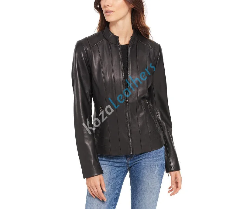 Koza Leathers Women's Real Lambskin Leather Bomber Jacket KW097