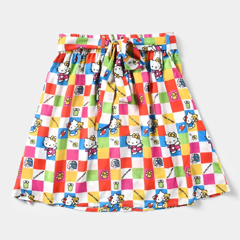 Girls Viscose Short Skirt Kitty Party-Multi