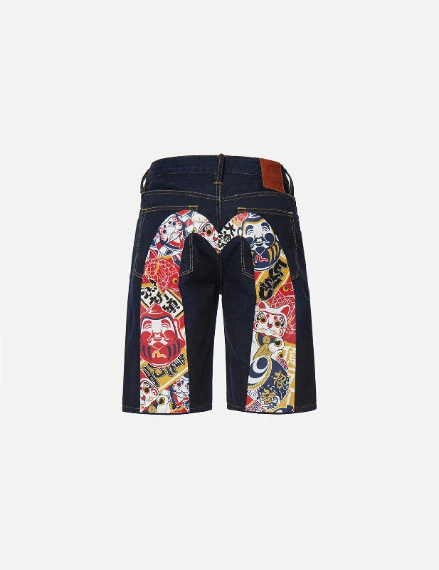 Lucky Charm-pattern Daicock Denim Shorts