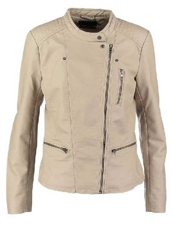 Women Real Lambskin Leather Biker Jacket KW081