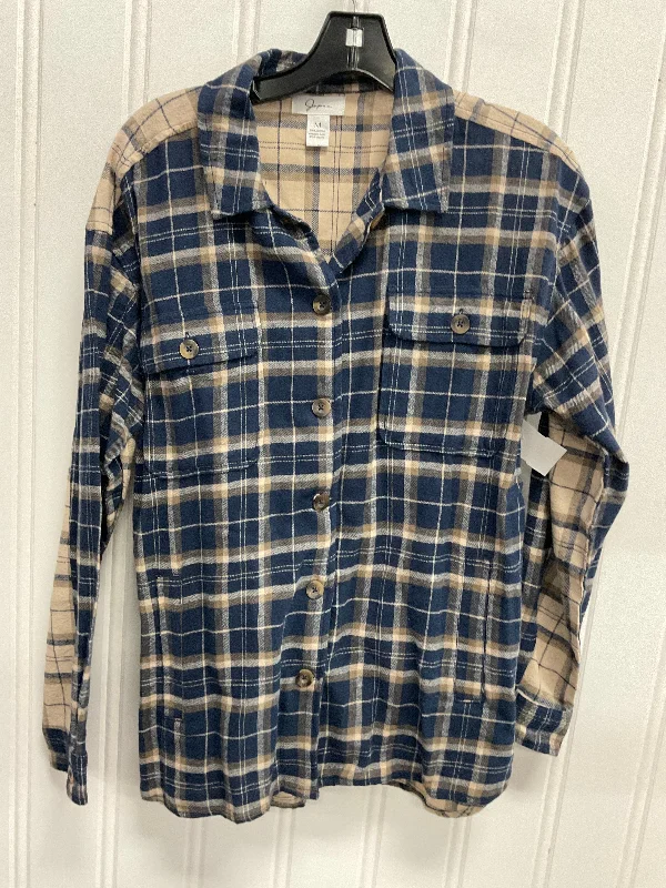 Tunic Long Sleeve By Japna In Plaid Pattern, Size: M