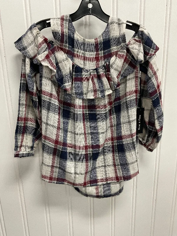 Top Long Sleeve By Doe & Rae In Plaid Pattern, Size: S