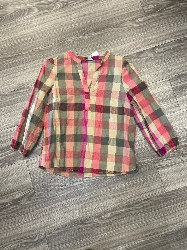 Top Long Sleeve By Falls Creek In Plaid Pattern, Size: S