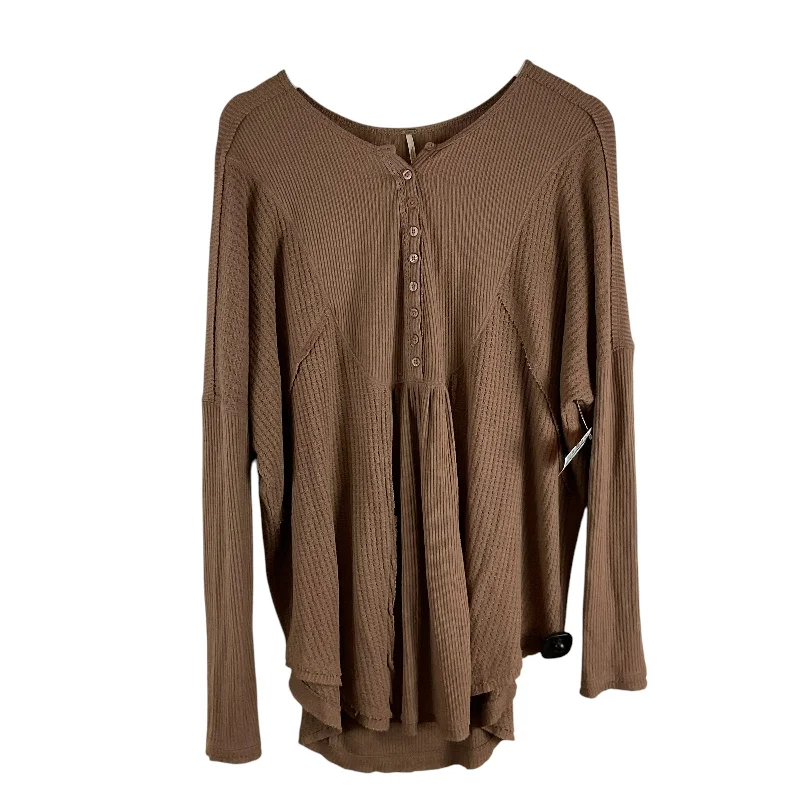 Top Long Sleeve Basic By Free People In Brown, Size: L