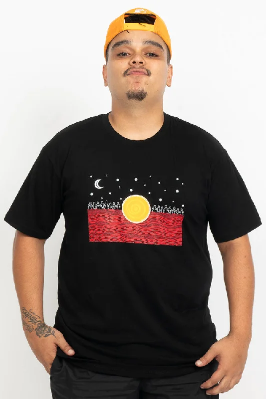 The Night Sky Flag Black Cotton Crew Neck Unisex T-Shirt