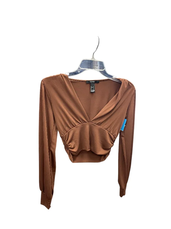 Top Long Sleeve By Forever 21 In Brown, Size: S