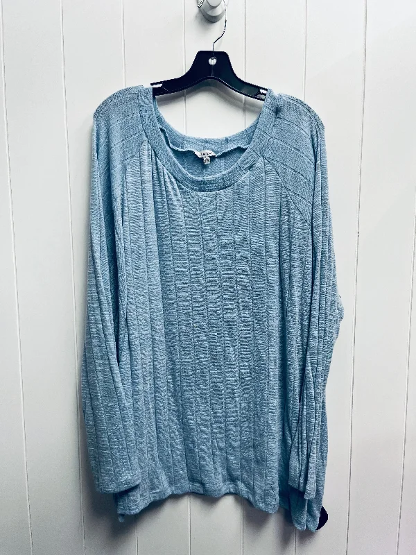 Top Long Sleeve By White Birch In Blue, Size: 3x