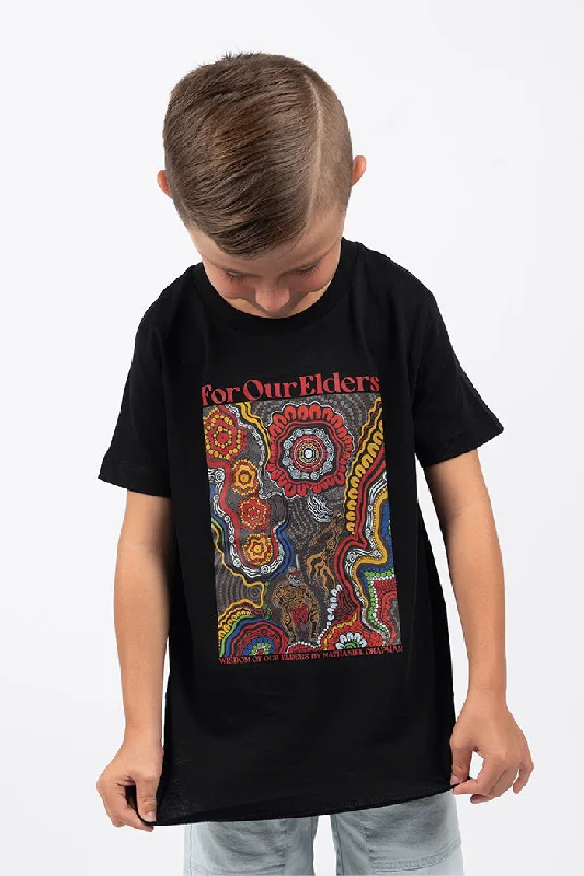 Wisdom Of Our Elders Black Cotton Crew Neck Kids T-Shirt