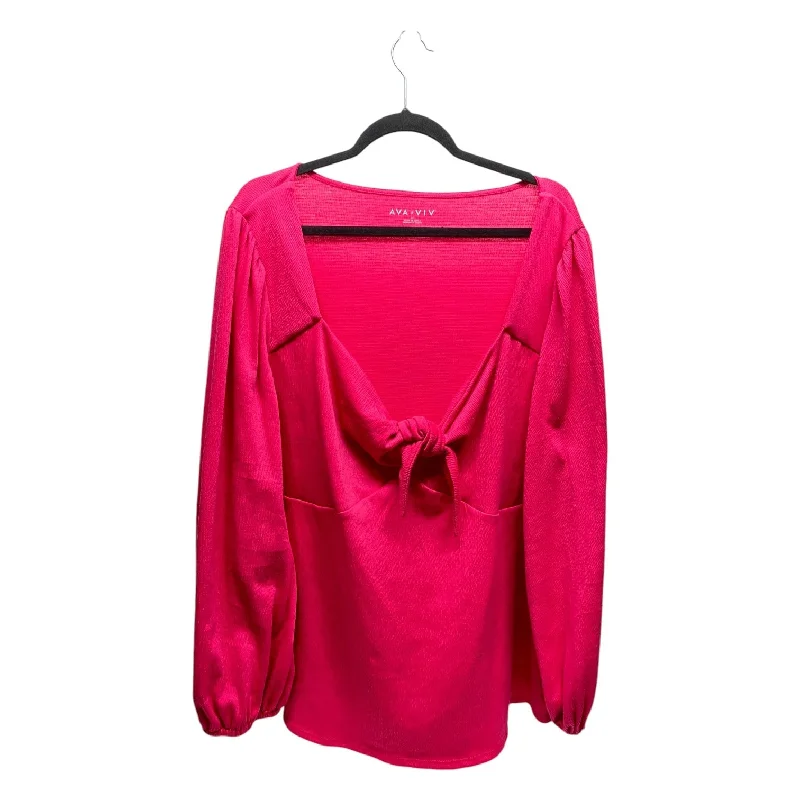 Top Long Sleeve By Ava & Viv In Pink, Size: 3x