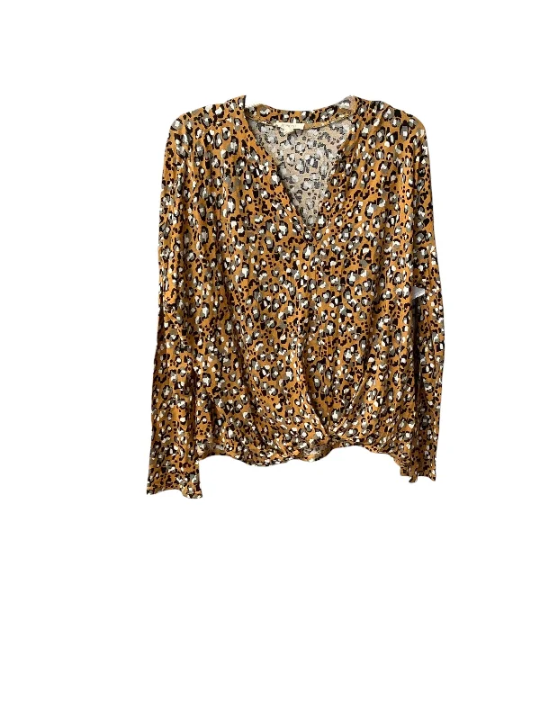 Top Long Sleeve By Como Vintage In Animal Print, Size: L