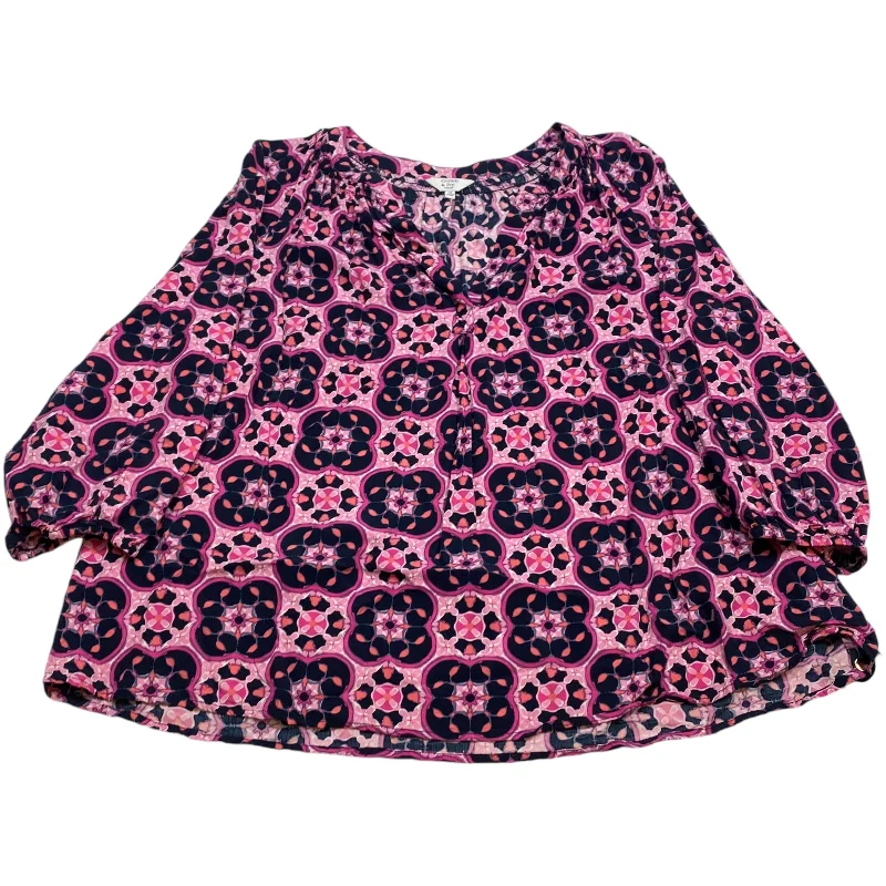 Top 3/4 Sleeve By Crown And Ivy In Pink & Purple, Size: 1x