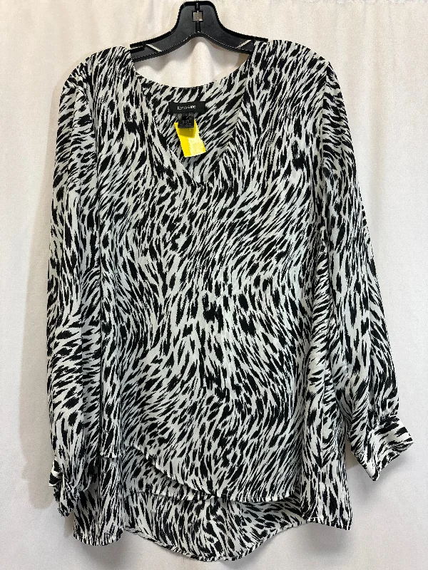 Top Long Sleeve By Karen Kane In Zebra Print, Size: 1x