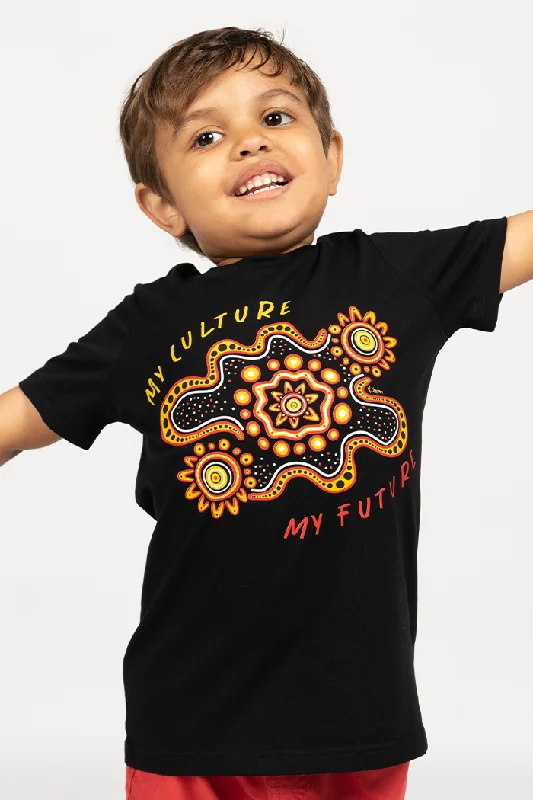 Gather and Thrive Black Cotton Crew Neck Kids T-Shirt